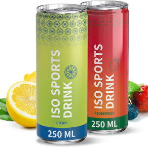 Zwei Dosen Isodrink mit Zitrone und Beeren