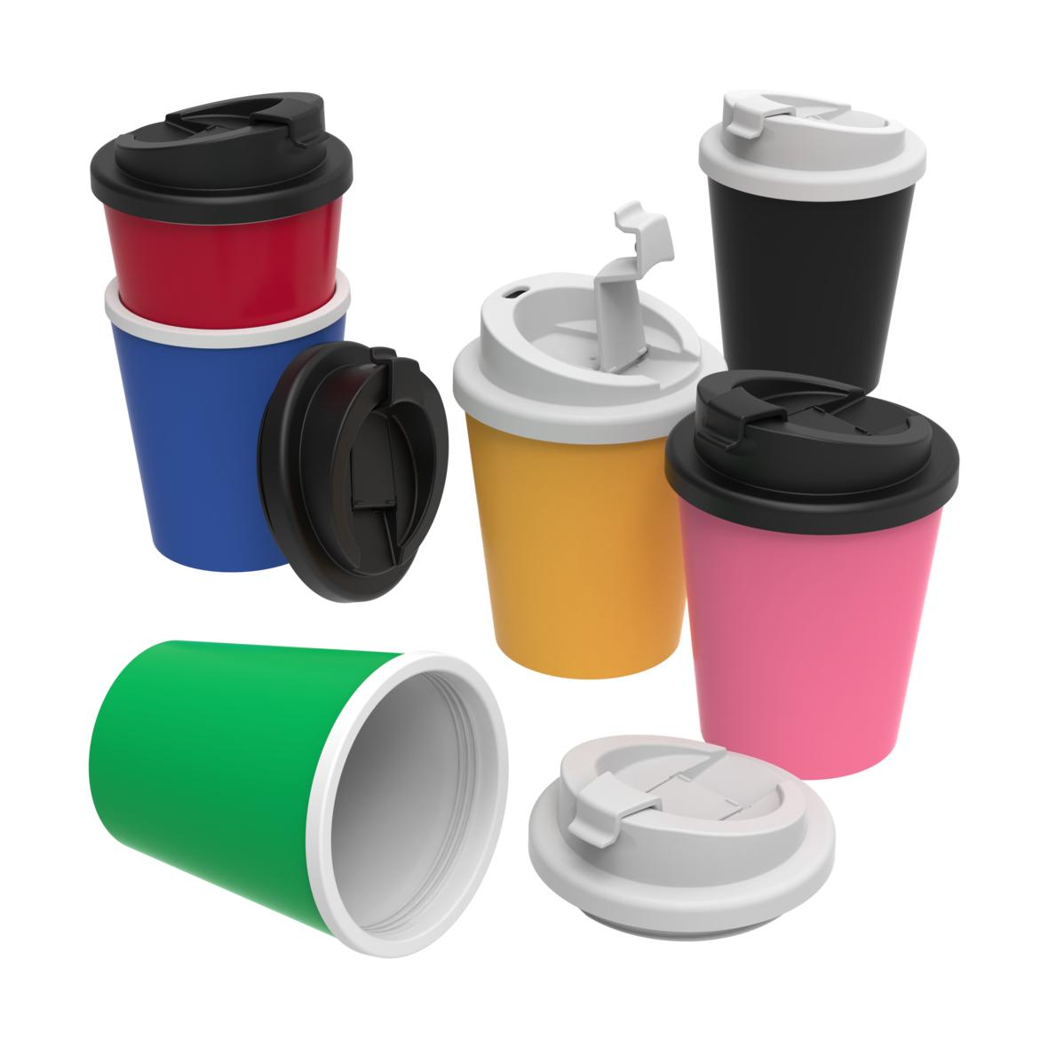 Kaffeebecher Premium Delux in fünf Farben