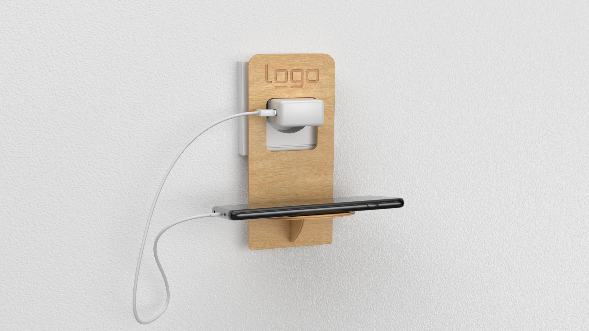 Handyhalter aus FSC-Holz für die Wandmontage