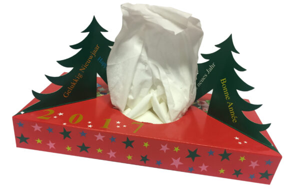 Taschentücherbox mit Logo-Aufsteller