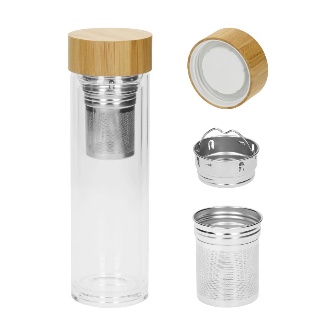 Glasflasche Tee auseinandergebaut