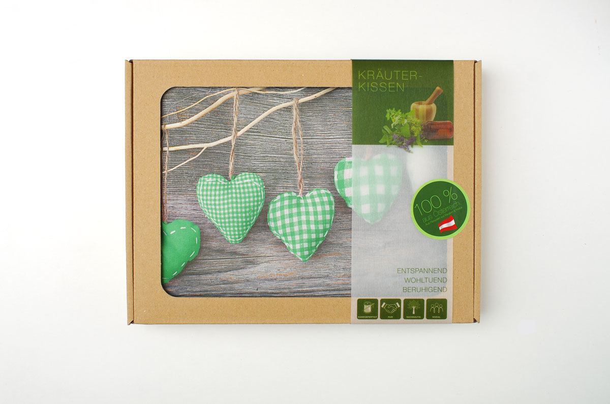 Naturkissen mit Kartonschachtel