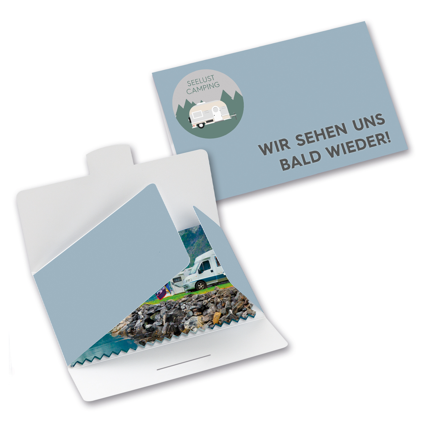 Nachhaltiges Brillenputztusch in Kartonverpackung mit Werbeaufdruck