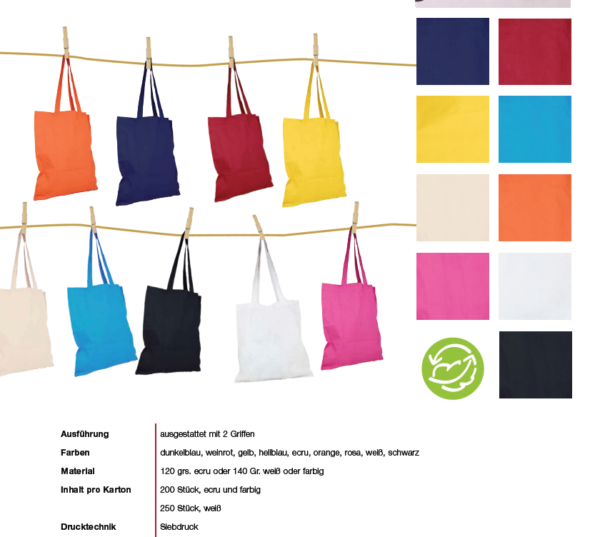 Baumwolltasche  in Farbe