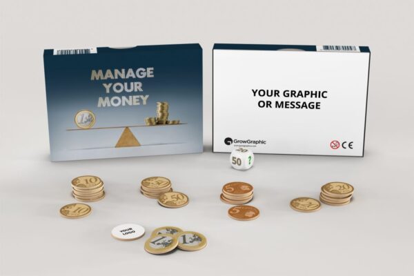 Brettspiel mit Münzen Packung geöffnet