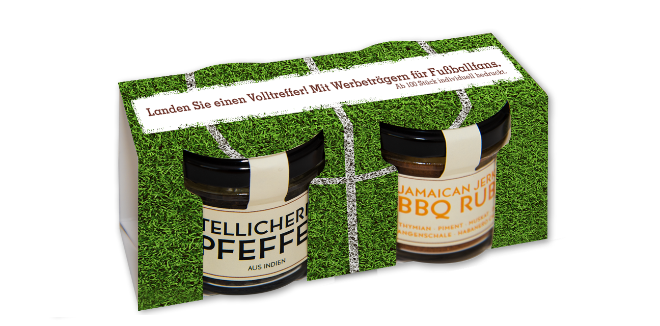 Hochwertige Gewürze im individuell bedrucktem Kartondisplay 2er Set