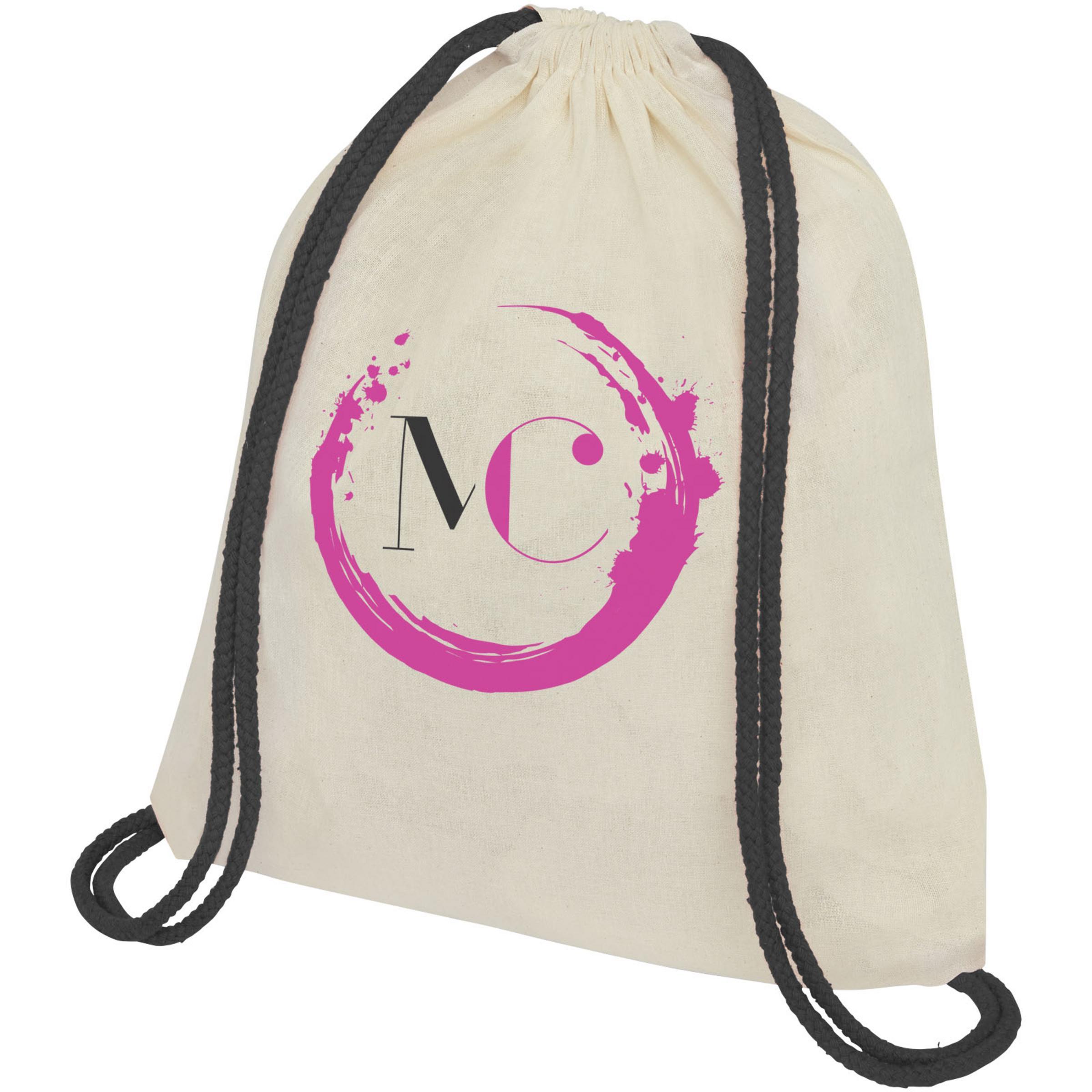 Baumwollrucksack mit Kordelzug schwarz und Logoaufdruck