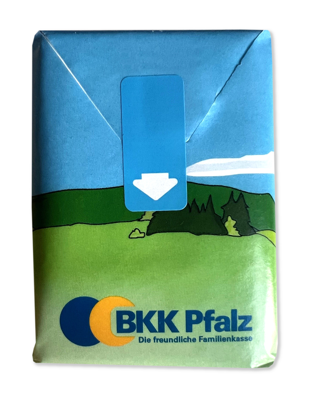 Werbetaschentücher in Papierverpackung Rückseite