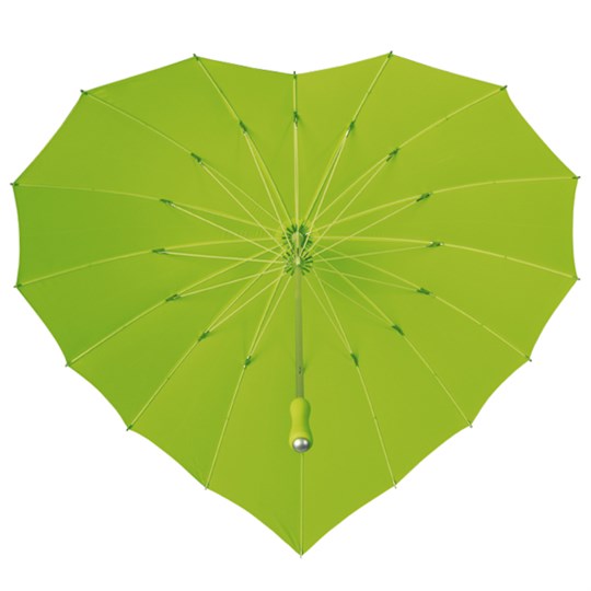 Regenschirm in Herzform aufgespannt innen