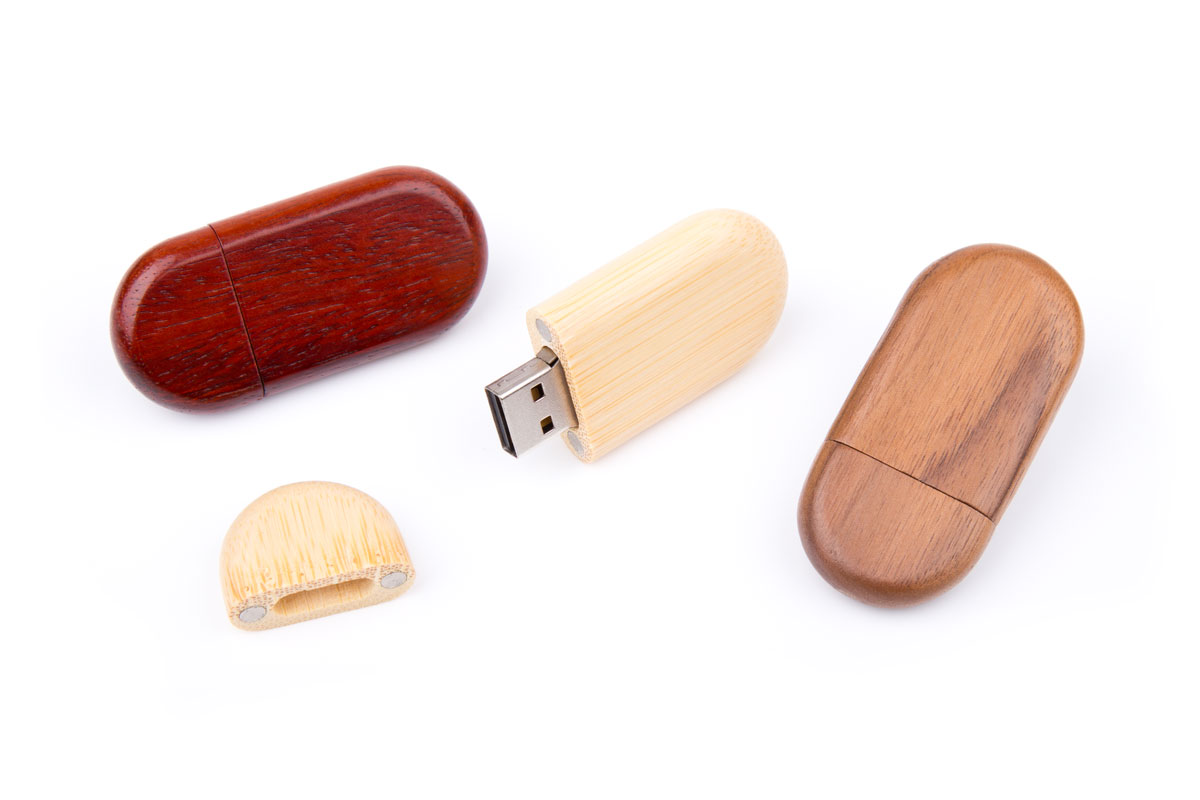 USB-Stick Oval aus Echtholz