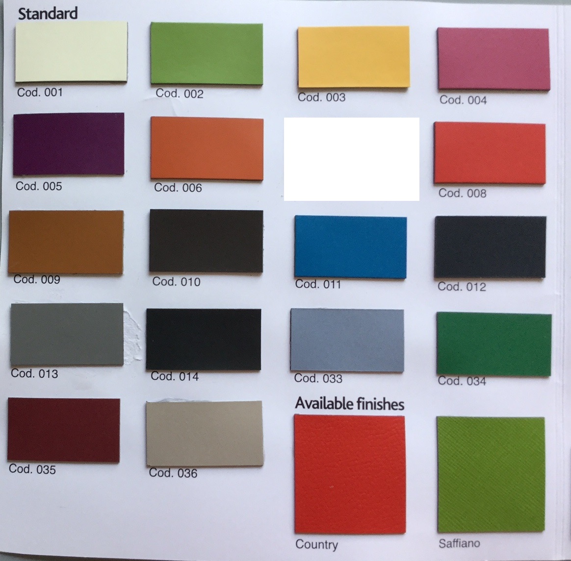 Verfügbare Farben recyceltes Leder