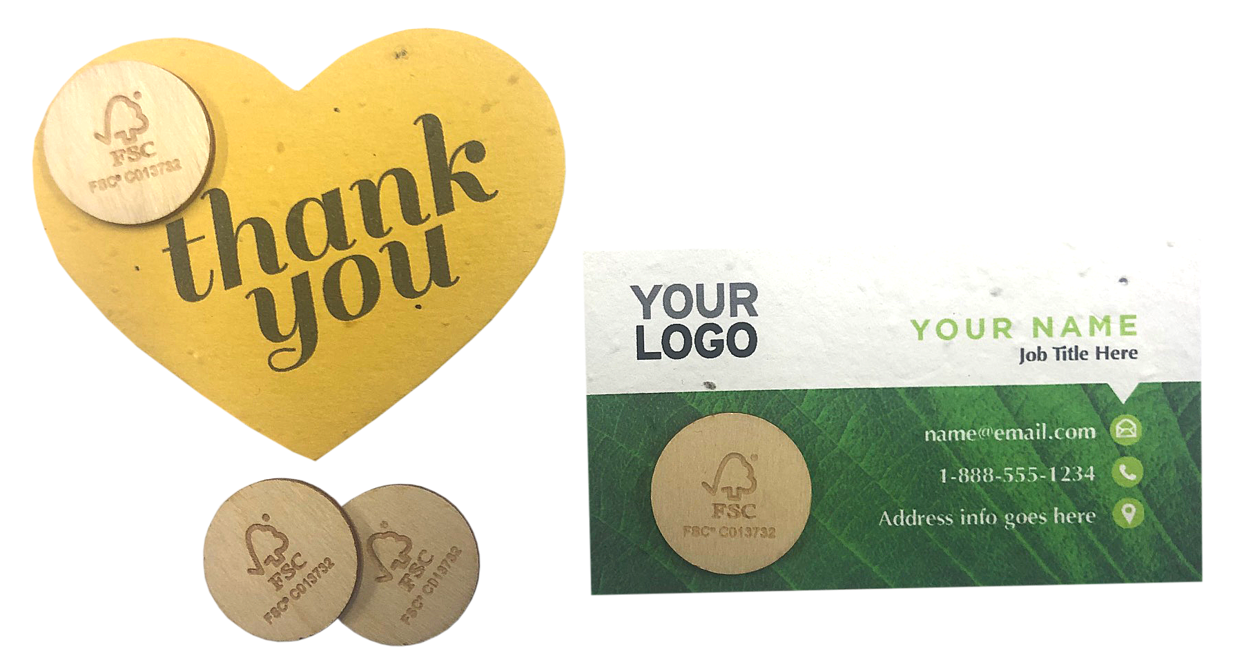 FSC-Holz Einkaufswagenchip auf Samenpapierträgerkarte