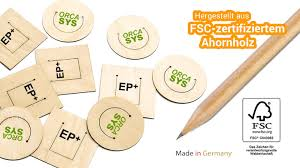 Büroklammern aus FSC-Holz mit Druck
