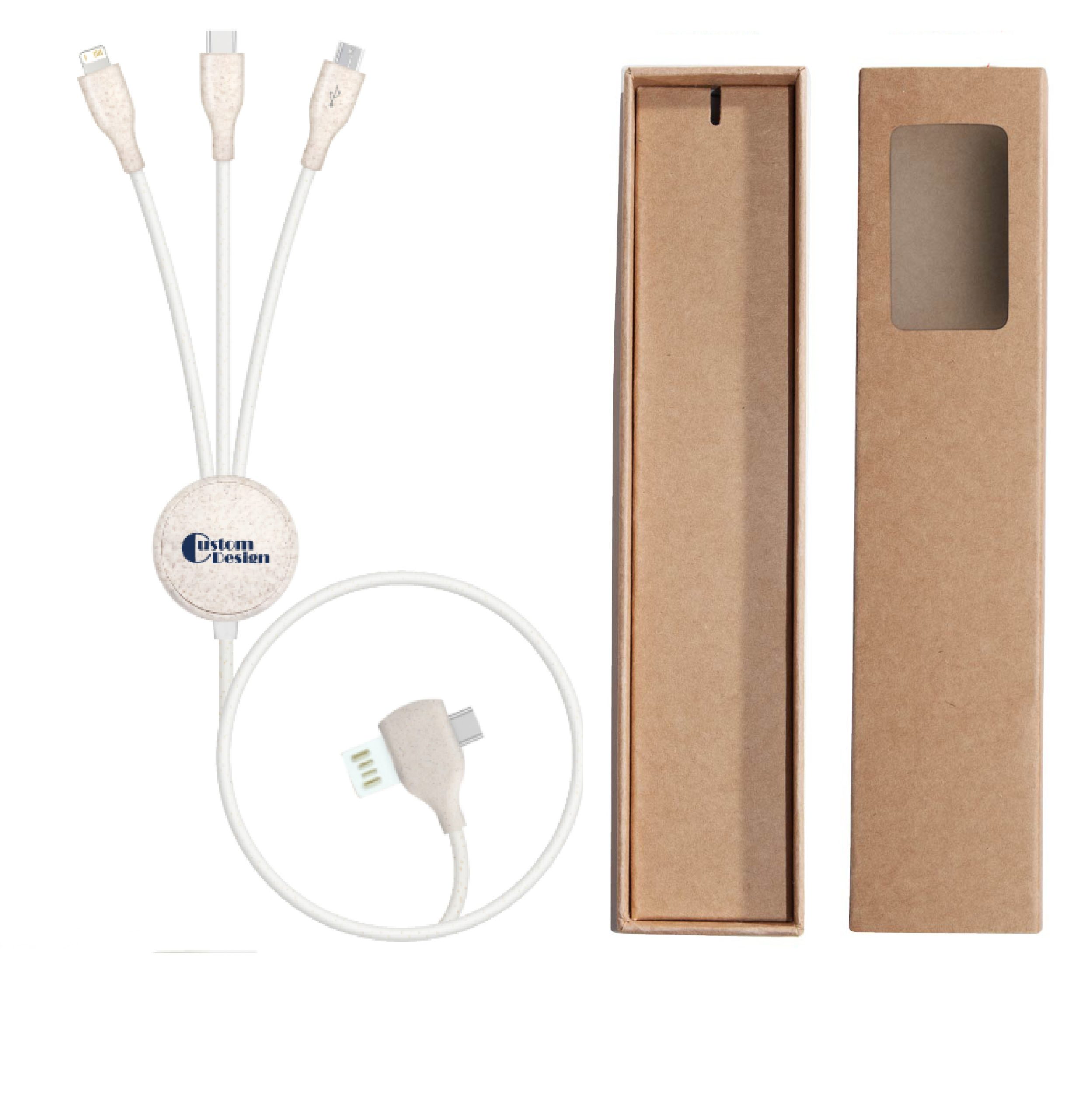 Nachhaltiges USB Ladekabel mit großer Werbefläche