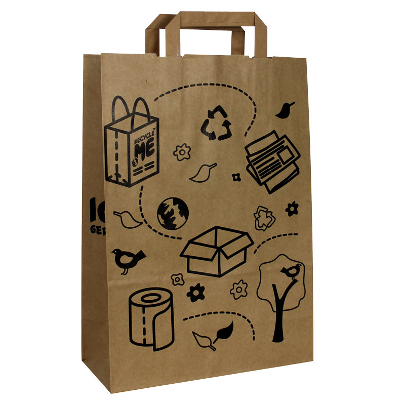 Braune Papiertrageschasche mit Druck