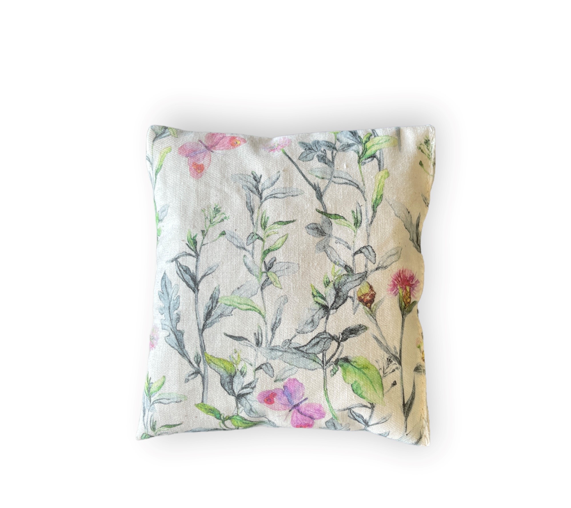 Kleines Mückenschutzkissen mit Blumen und Schmetterlingen