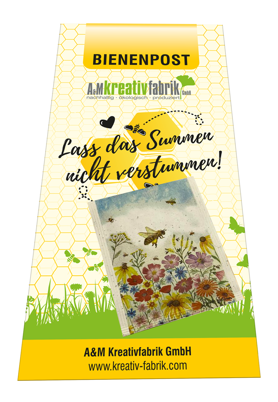 Mailingkarte Bienenpost mit Samentütchen