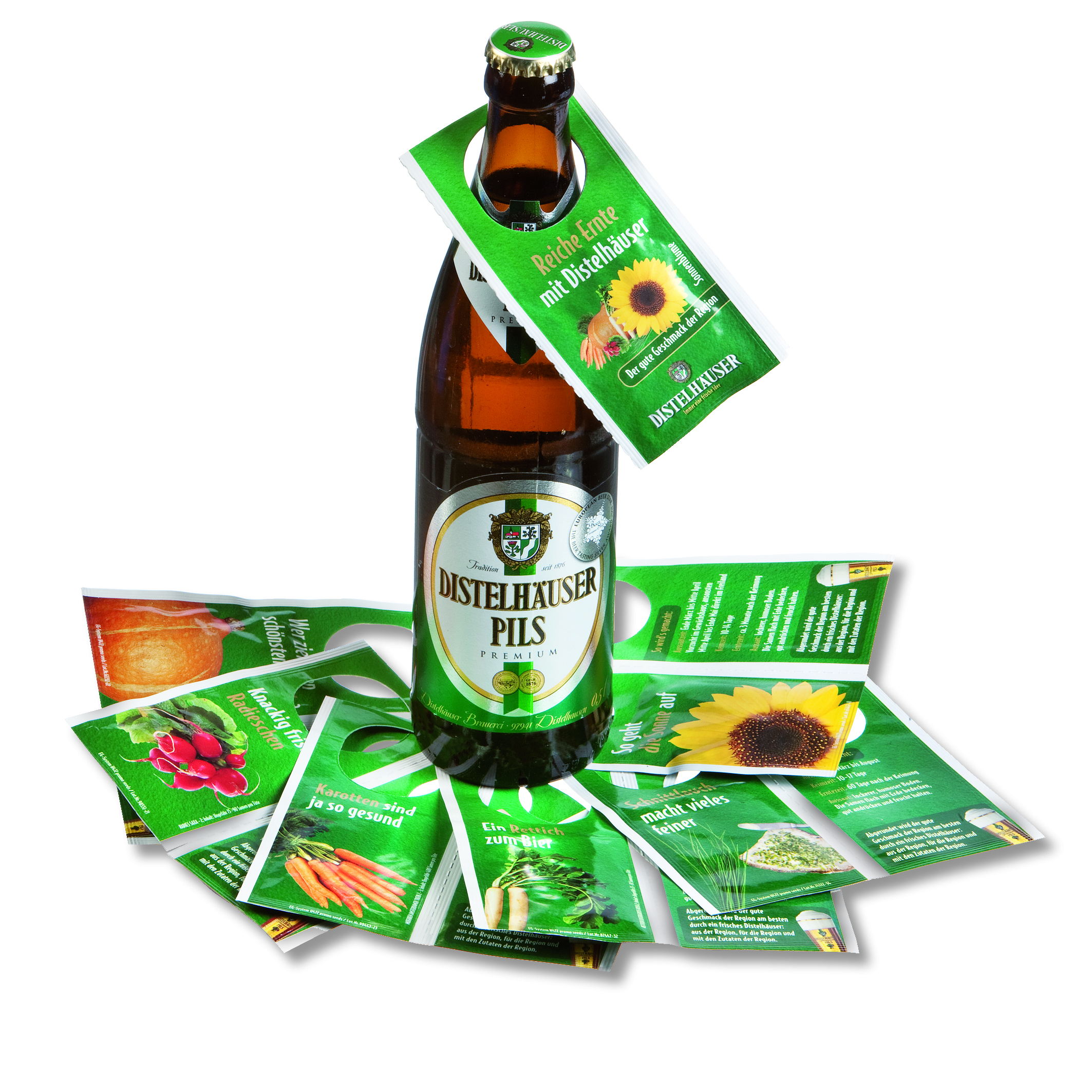 Flaschenanhänger mit Samen