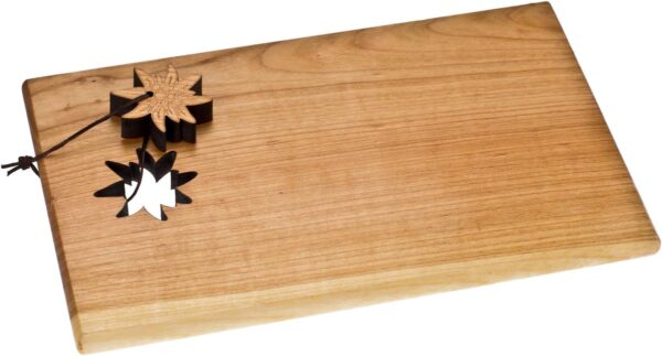 Schneidebrett aus Holz mit Anhänger Edelweiss