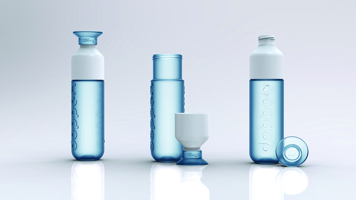 Designer Wasserflasche Anwendung blau