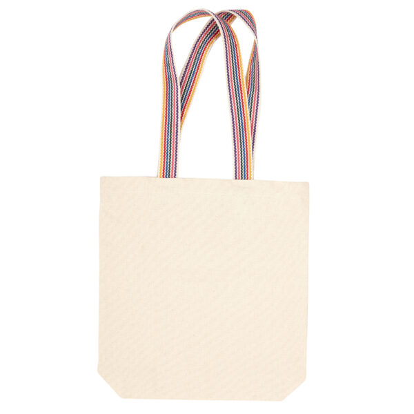 Shopper aus BIO-Baumwolle mit bunten Henkeln