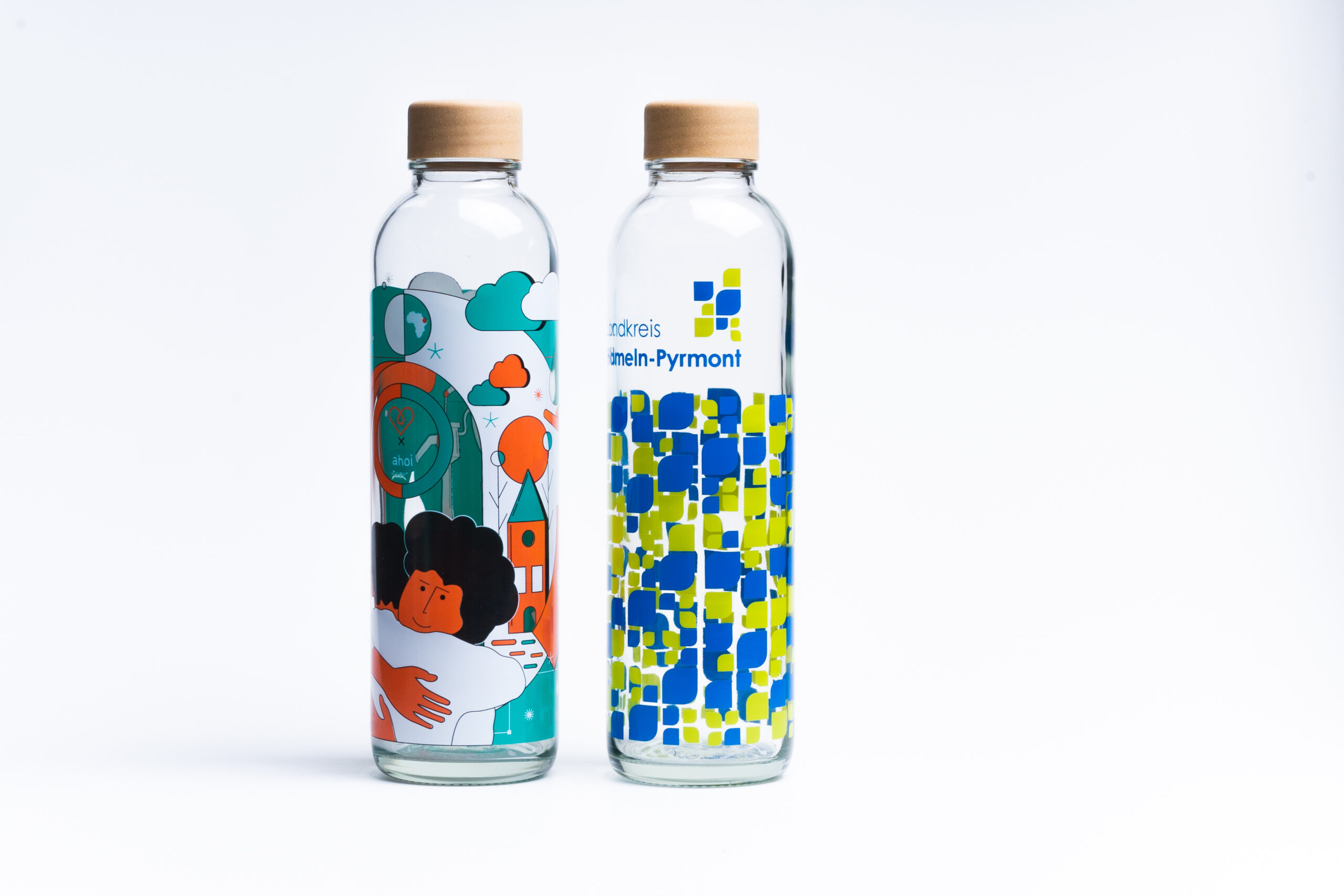 Glasflasche Carry mit Rundumdruck