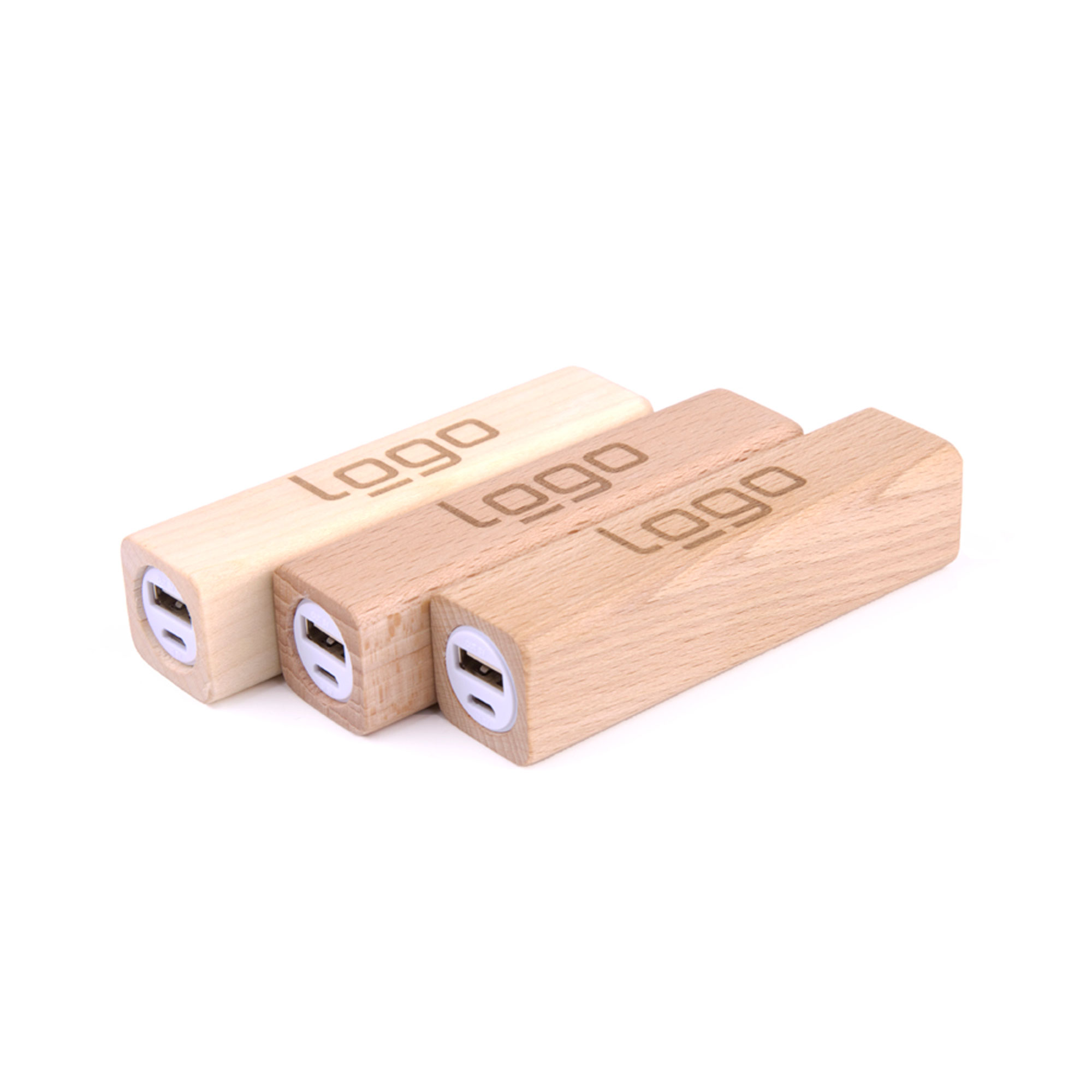 Powerbank aus FSC-zertifiziertem Holz drei Holzsorten
