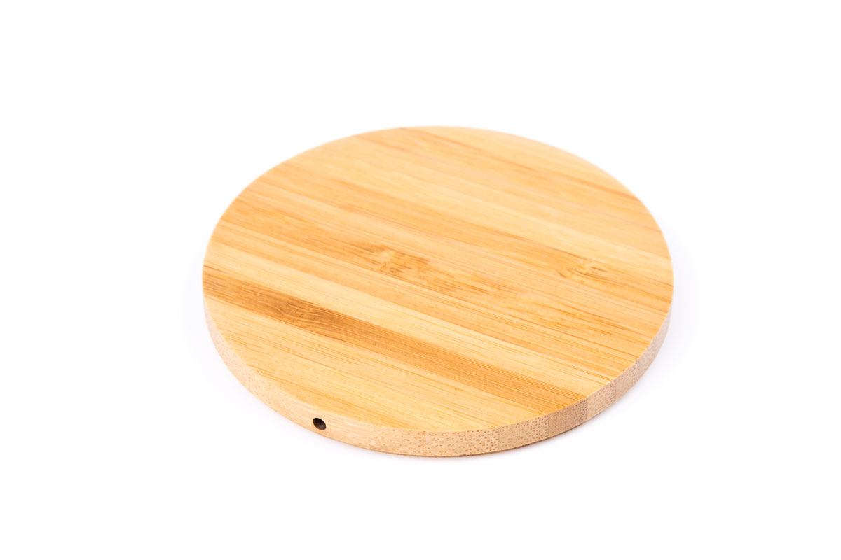 Wireless Qi Charger Bamboo aus Bambus rund