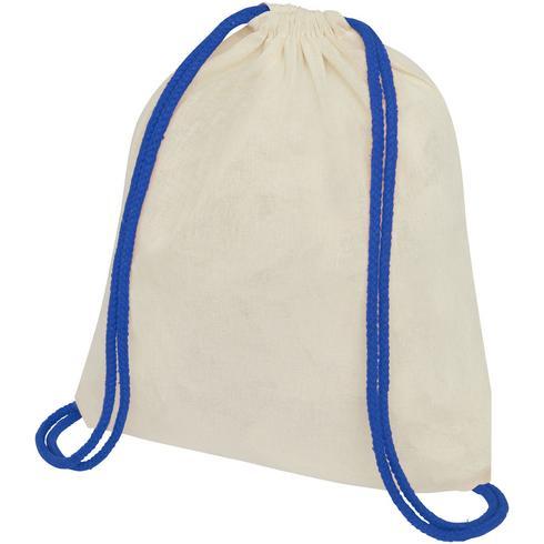 Baumwollrucksack mit Kordelzug blau ohne Werbeaufdruck