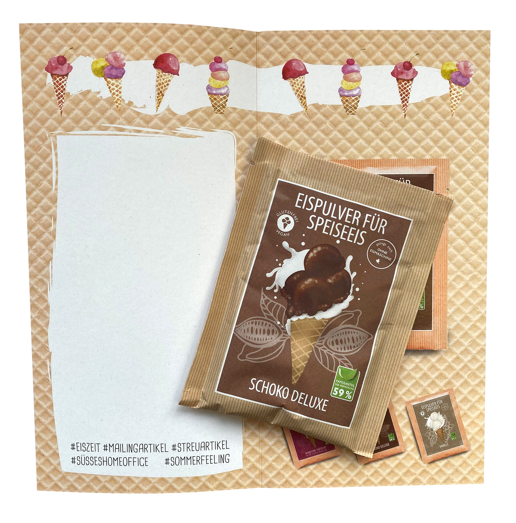 Mailingkarte mit Eispulver Innenansicht