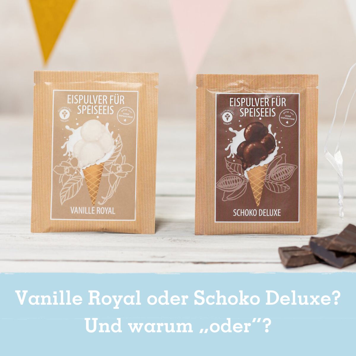 Eispulver Portionsbeutel Vanille und Schoko