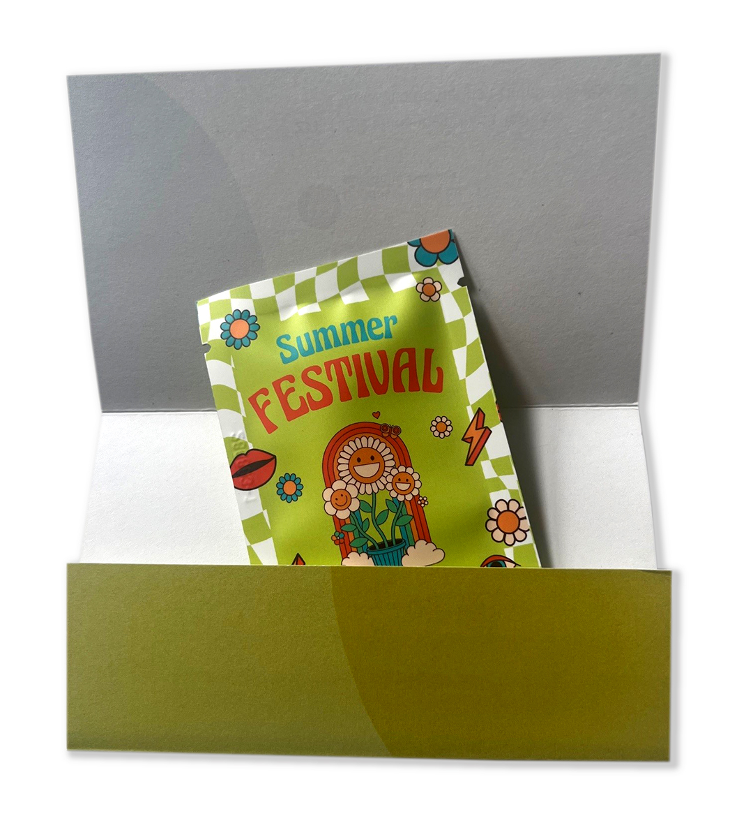 Einladungskarte mit Sonnenlotion Sachet