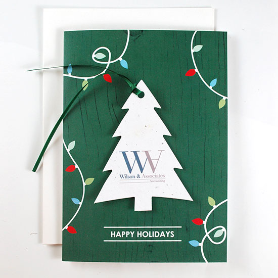 Anhänger aus Samenpapier und Weihnachtskarte