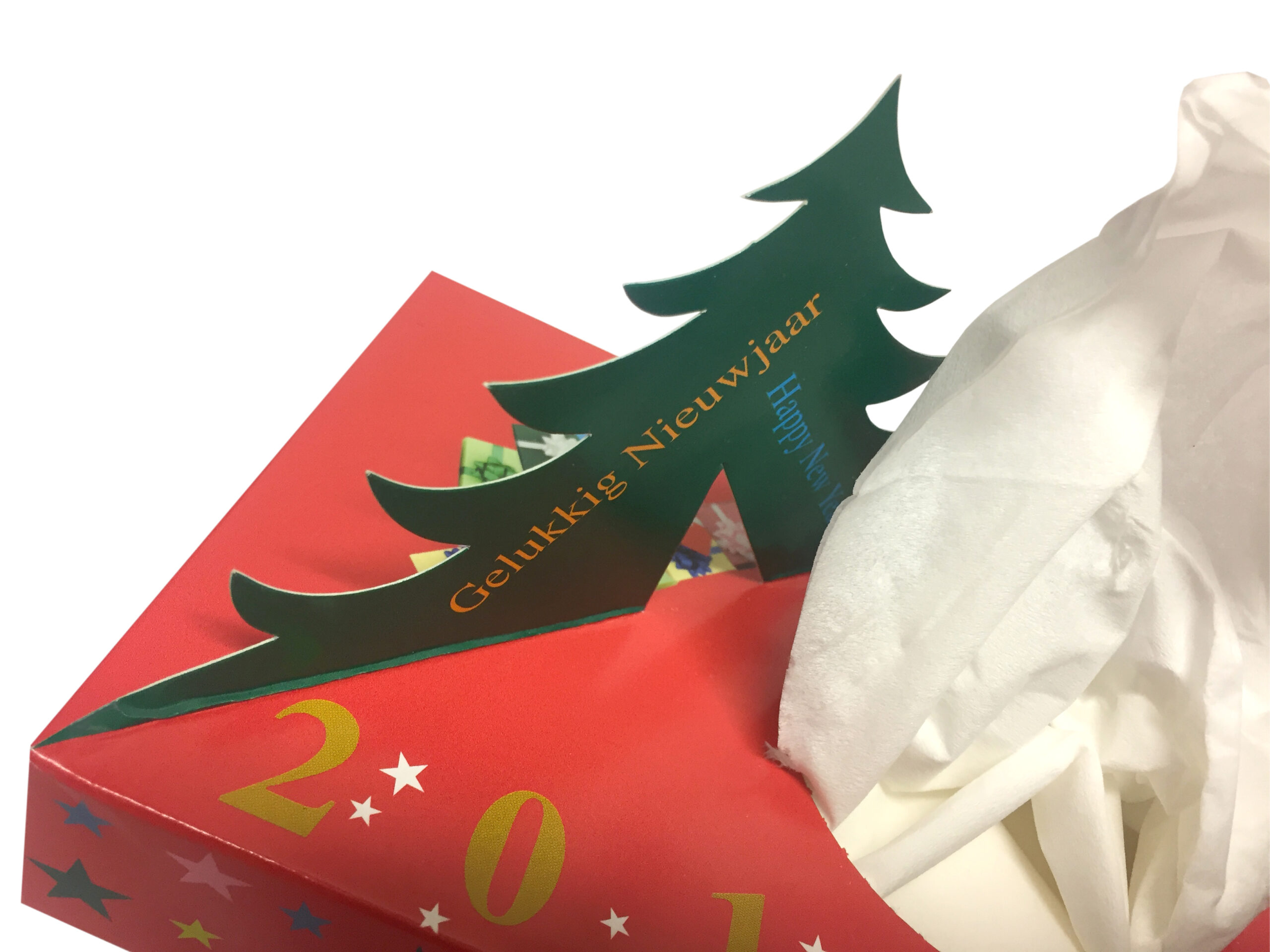 Taschentücherbox mit Logo-Aufsteller