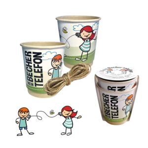 Becher-Telefon Spiele-Set mit Werbeaufdruck