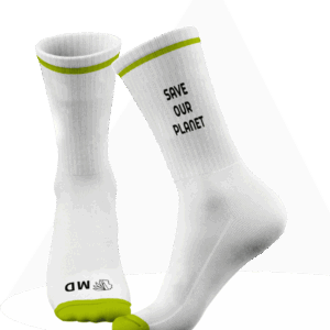 Socken aus Holzfasern mit Aufdruck