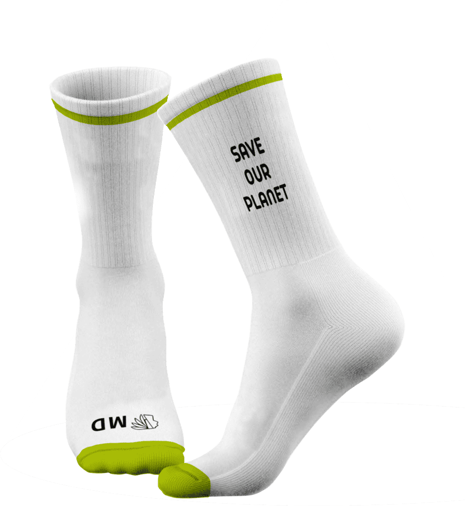 Socken aus Holzfasern mit Aufdruck