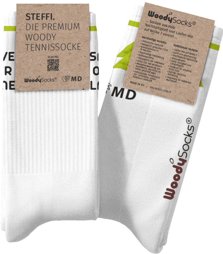 Socken aus Holzfasern mit Trägerkarte aus Karton
