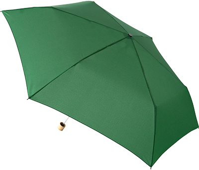 Grüner Regenschirm mit Echtholzgriff