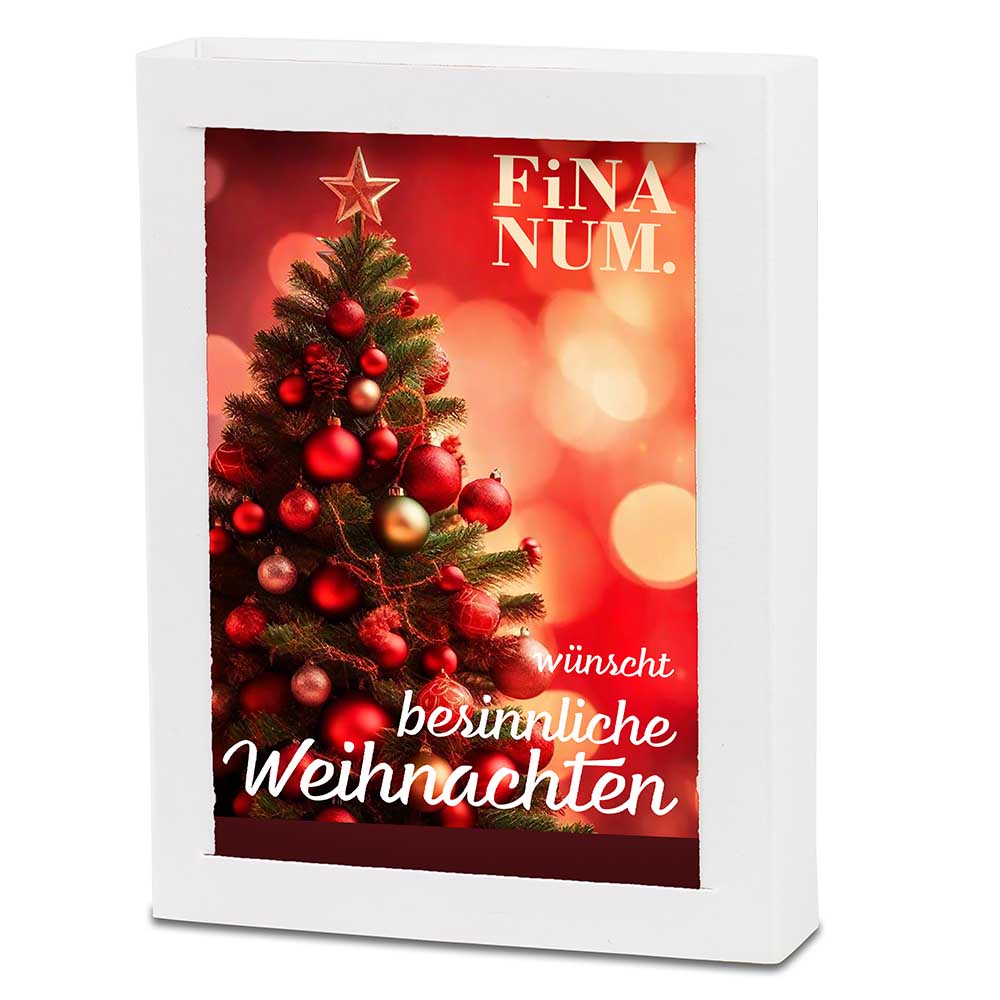Weihnachtlich bedruckte Box für Tannenbaum